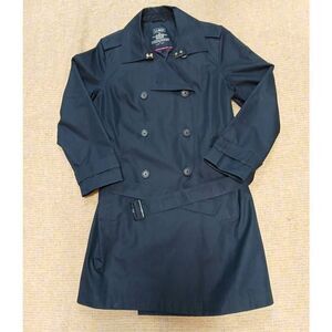 Llbean womens xl navy blue double Breasted long trench coat